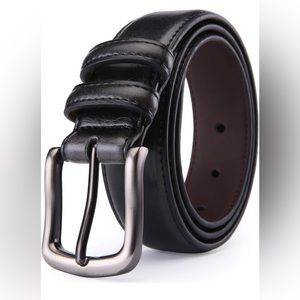 Mens Belt, Genuine Leather Dress Belt 1 1/4" Wide Belt With Single Prong Buckle